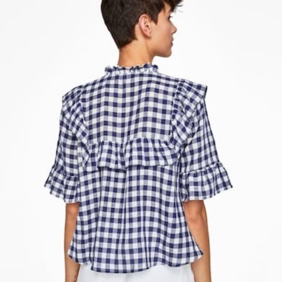 ZARA WOMAN GINGHAM BLOUSE WITH RUFFLES - Picture 6 of 8